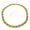 Oro Laminado Fancy Anklet, Gold Filled Style Flower Design, Polished, Golden Finish, 03.100.0049.10 (08 MM Thickness, 10 Inches Length)