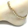 Oro Laminado Fancy Anklet, Gold Filled Style Heart Design, Polished, Golden Finish, 03.100.0056.10 (07 MM Thickness, 10 Inches Length)