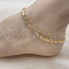 Oro Laminado Fancy Anklet, Gold Filled Style Heart Design, Polished, Golden Finish, 03.100.0056.10 (07 MM Thickness, 10 Inches Length)