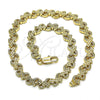 Oro Laminado Fancy Anklet, Gold Filled Style Heart Design, Polished, Golden Finish, 03.100.0056.10 (07 MM Thickness, 10 Inches Length)