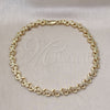 Oro Laminado Fancy Anklet, Gold Filled Style Heart Design, Polished, Golden Finish, 03.100.0056.10 (07 MM Thickness, 10 Inches Length)