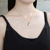 Oro Laminado Pendant Necklace, Gold Filled Style with Multicolor Cubic Zirconia, Polished, Golden Finish, 04.207.0004.18 (01 MM Thickness, 18 Inches Length)