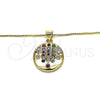 Oro Laminado Pendant Necklace, Gold Filled Style with Multicolor Cubic Zirconia, Polished, Golden Finish, 04.207.0004.18 (01 MM Thickness, 18 Inches Length)