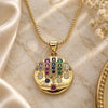 Oro Laminado Pendant Necklace, Gold Filled Style with Multicolor Cubic Zirconia, Polished, Golden Finish, 04.207.0004.18 (01 MM Thickness, 18 Inches Length)