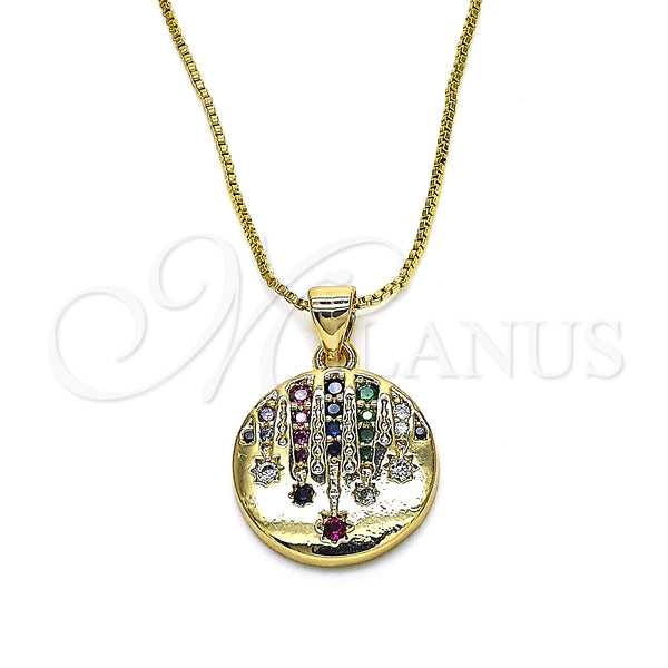 Gold Filled Necklace — Pendant Necklace with Multicolor Cubic Zirconia Polished 04. — main product view — SKU 128254 | Oro Laminado collar — Pendant Necklace with Multicolor Cubic Zirconia pulido 04. — SKU 128254