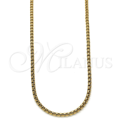Stainless Steel Fancy Necklace, Polished, Golden Finish, 04.63.1392.1.30 (03 MM Thickness, 30 Inches Length)