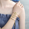 Oro Laminado Adjustable Bolo Bracelet, Gold Filled Style Cross Design, with Multicolor Micro Pave and Multicolor Cubic Zirconia, Polished, Golden Finish, 03.299.0022.11 (01 MM Thickness, 11 Inches Length)