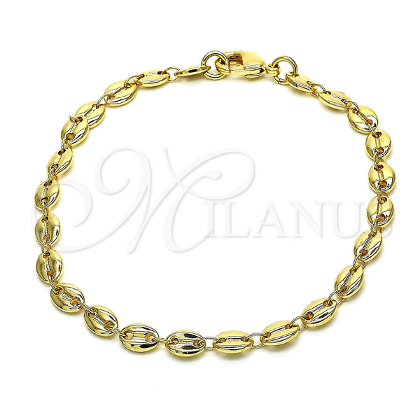 Oro Laminado Basic Bracelet, Gold Filled Style Puff Mariner Design, Polished, Golden Finish, 04.326.0001.08 (05 MM Thickness, 8 Inches Length)
