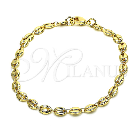 Oro Laminado Basic Bracelet, Gold Filled Style Puff Mariner Design, Polished, Golden Finish, 04.326.0001.08 (05 MM Thickness, 8 Inches Length)