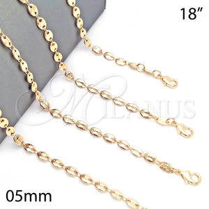 Gold Filled Necklace — Basic Necklace Puff Mariner Design Polished 04. Thickness — main product view — SKU 128283 | Oro Laminado collar — básico Necklace Puff Mariner diseño pulido 04. Thickness — SKU 128283