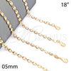 Oro Laminado Basic Necklace, Gold Filled Style Puff Mariner Design, Polished, Golden Finish, 04.326.0001.18 (Thickness, 18 Inches Length)