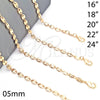 Oro Laminado Basic Necklace, Gold Filled Style Puff Mariner Design, Polished, Golden Finish, 04.326.0001.18 (Thickness, 18 Inches Length)