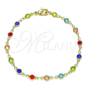 Gold Filled Bracelet — Fancy Bracelet with Multicolor Cubic Zirconia Polished 03. — main product view — SKU 128293 | Oro Laminado brazalete — elegante Bracelet with Multicolor Cubic Zirconia pulido 03. — SKU 128293