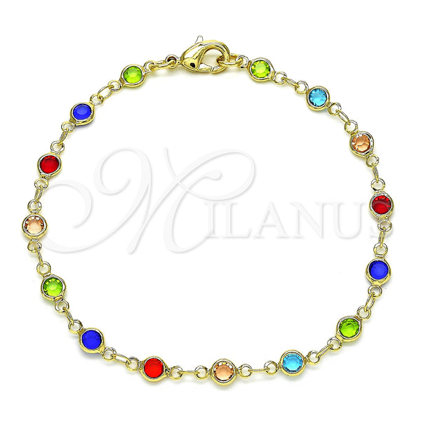 Oro Laminado Fancy Bracelet, Gold Filled Style with Multicolor Cubic Zirconia, Polished, Golden Finish, 03.326.0004.08 (05 MM Thickness, 8 Inches Length)