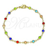 Oro Laminado Fancy Bracelet, Gold Filled Style with Multicolor Cubic Zirconia, Polished, Golden Finish, 03.326.0004.08 (05 MM Thickness, 8 Inches Length)