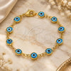 Oro Laminado Fancy Bracelet, Gold Filled Style Evil Eye Design, Acqua Resin Finish, Golden Finish, 5.039.005.06 (07 MM Thickness, 6 Inches Length)