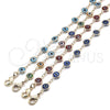Oro Laminado Fancy Bracelet, Gold Filled Style Evil Eye Design, Acqua Resin Finish, Golden Finish, 5.039.005.06 (07 MM Thickness, 6 Inches Length)