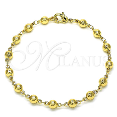 Oro Laminado Fancy Bracelet, Gold Filled Style Ball Design, Polished, Golden Finish, 03.326.0005.08 (05 MM for wholesale, main product view
