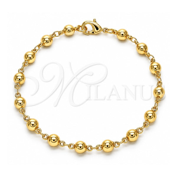 Oro Laminado Fancy Bracelet, Gold Filled Style Ball Design, Polished, Golden Finish, 03.326.0005.08 (05 MM Thickness, 8 Inches Length)