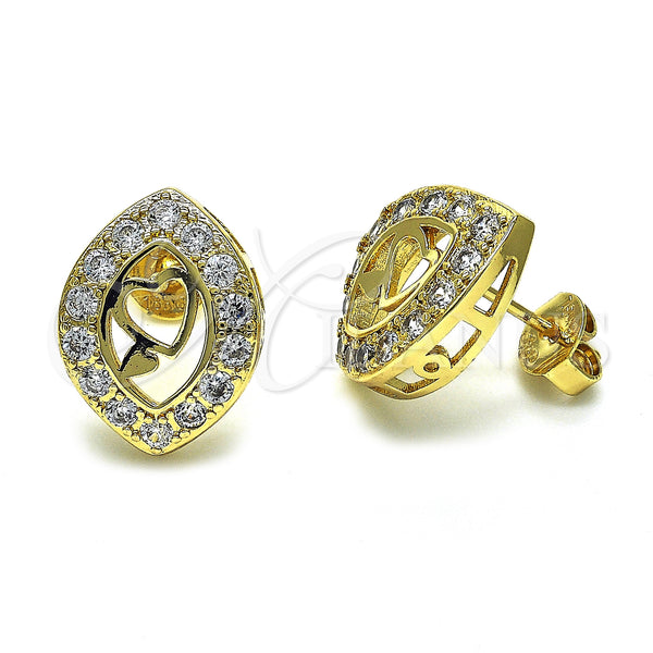 Gold Filled Ring — Stud Earring Heart Design with White Cubic Zirconia — main product view — SKU 128334 | Oro Laminado anillo — Stud Earring corazón diseño with blanco Cubic Zirconia — SKU 128334