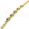 Oro Laminado Fancy Bracelet, Gold Filled Style Elephant Design, with Black and White Cubic Zirconia, Polished, Golden Finish, 03.210.0067.4.08 (07 MM Thickness, 8 Inches Length)