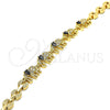 Oro Laminado Fancy Bracelet, Gold Filled Style Elephant Design, with Black and White Cubic Zirconia, Polished, Golden Finish, 03.210.0067.4.08 (07 MM Thickness, 8 Inches Length)