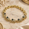 Oro Laminado Fancy Bracelet, Gold Filled Style Elephant Design, with Black and White Cubic Zirconia, Polished, Golden Finish, 03.210.0067.4.08 (07 MM Thickness, 8 Inches Length)