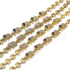 Oro Laminado Fancy Bracelet, Gold Filled Style Elephant Design, with Black and White Cubic Zirconia, Polished, Golden Finish, 03.210.0067.4.08 (07 MM Thickness, 8 Inches Length)