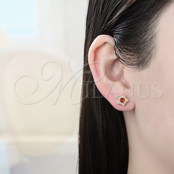 Gold Filled Ring — Stud Earring Star Design with Garnet and White — alternate product view — SKU 128349 | Oro Laminado anillo — Stud Earring estrella diseño with Garnet and blanco — SKU 128349
