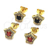 Oro Laminado Stud Earring, Gold Filled Style Star Design, with Garnet and White Cubic Zirconia, Polished, Golden Finish, 02.156.0319