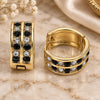 Oro Laminado Huggie Hoop, Gold Filled Style with Black and White Crystal, Polished, Golden Finish, 02.94.0101.2.15