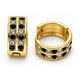 Oro Laminado Huggie Hoop, Gold Filled Style with Black and White Crystal, Polished, Golden Finish, 02.94.0101.2.15