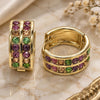 Oro Laminado Huggie Hoop, Gold Filled Style with Multicolor Crystal, Pink Polished, Golden Finish, 02.94.0101.3.15