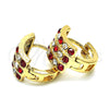Oro Laminado Huggie Hoop, Gold Filled Style with Garnet and White Cubic Zirconia, Polished, Golden Finish, 02.94.0102.1.12