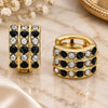 Oro Laminado Huggie Hoop, Gold Filled Style with Black and White Crystal, Polished, Golden Finish, 02.94.0102.2.12