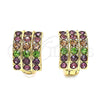 Oro Laminado Huggie Hoop, Gold Filled Style with Multicolor Crystal, Polished, Golden Finish, 02.94.0102.3.12