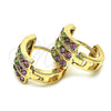 Oro Laminado Huggie Hoop, Gold Filled Style with Multicolor Crystal, Polished, Golden Finish, 02.94.0102.3.12