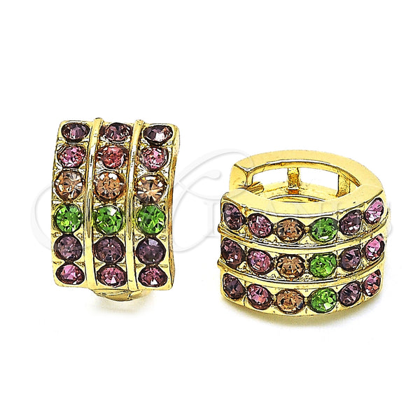 Gold Filled Hoop Earrings — Huggie Hoop with Multicolor Crystal Polished 02.94. — main product view — SKU 128358 | Oro Laminado aretes de aro — Huggie Hoop with Multicolor cristal pulido 02.94. — SKU 128358