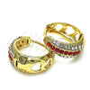 Oro Laminado Huggie Hoop, Gold Filled Style with Garnet and White Crystal, Polished, Golden Finish, 02.94.0103.1.15