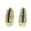 Oro Laminado Huggie Hoop, Gold Filled Style with Black and White Crystal, Polished, Golden Finish, 02.94.0103.2.15