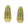Oro Laminado Huggie Hoop, Gold Filled Style with Multicolor Crystal, Polished, Golden Finish, 02.94.0103.3.15