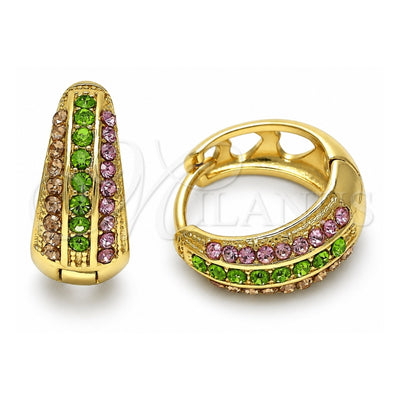 Oro Laminado Huggie Hoop, Gold Filled Style with Multicolor Crystal, Polished, Golden Finish, 02.94.0103.3.15
