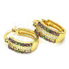 Oro Laminado Small Hoop, Gold Filled Style Greek Key Design, with Multicolor Crystal, Polished, Golden Finish, 02.94.0105.3.15