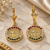 Oro Laminado Dangle Earring, Gold Filled Style San Benito Design, with Multicolor Crystal, Polished, Golden Finish, 02.351.0012