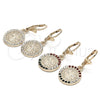 Oro Laminado Dangle Earring, Gold Filled Style San Benito Design, with Multicolor Crystal, Polished, Golden Finish, 02.351.0012