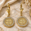Oro Laminado Dangle Earring, Gold Filled Style San Benito Design, with White Crystal, Polished, Golden Finish, 02.351.0012.1