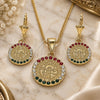 Oro Laminado Earring and Pendant Adult Set, Gold Filled Style San Benito Design, with Multicolor Crystal, Polished, Golden Finish, 10.351.0002