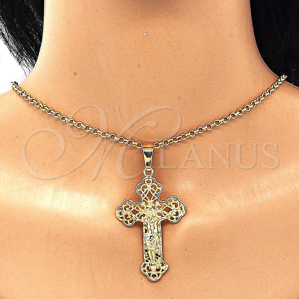 Gold Filled Pendant — Religious Pendant Crucifix Design Polished 05. — alternate product view — SKU 128378 | Oro Laminado dije — Religious Pendant Crucifix diseño pulido 05. — SKU 128378