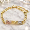 Oro Laminado ID Bracelet, Gold Filled Style Elephant Design, Polished, Tricolor, 03.351.0019.07 (05 MM Thickness, 7 Inches Length)