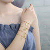 Oro Laminado Bracelet Rosary, Gold Filled Style San Benito Design, Polished, Tricolor, 03.351.0020.08